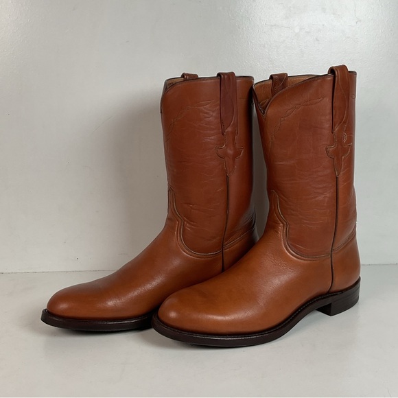 Vintage Lucchese Brown Roper Boots 8.5 D USA Made Goodyear